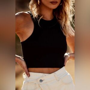 12th TRIBE RYANN BLACK CROPPED TANK Size Small